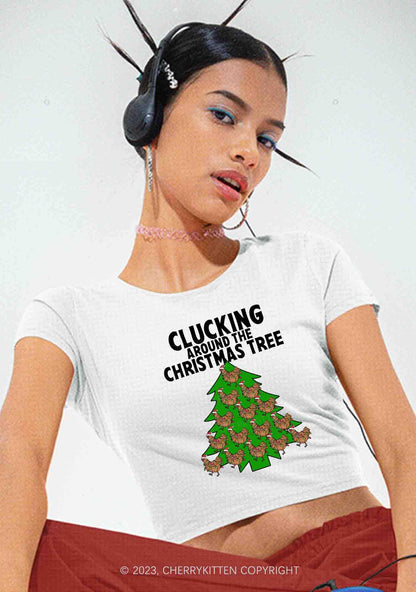 Clucking Around The Christmas Tree Y2K Baby Tee Cherrykitten