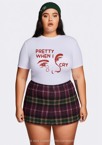 Curvy Pretty Cry Y2K Baby Tee Cherrykitten