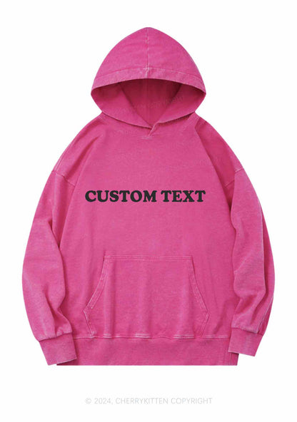 Custom Personalized Text Y2K Washed Hoodie Cherrykitten