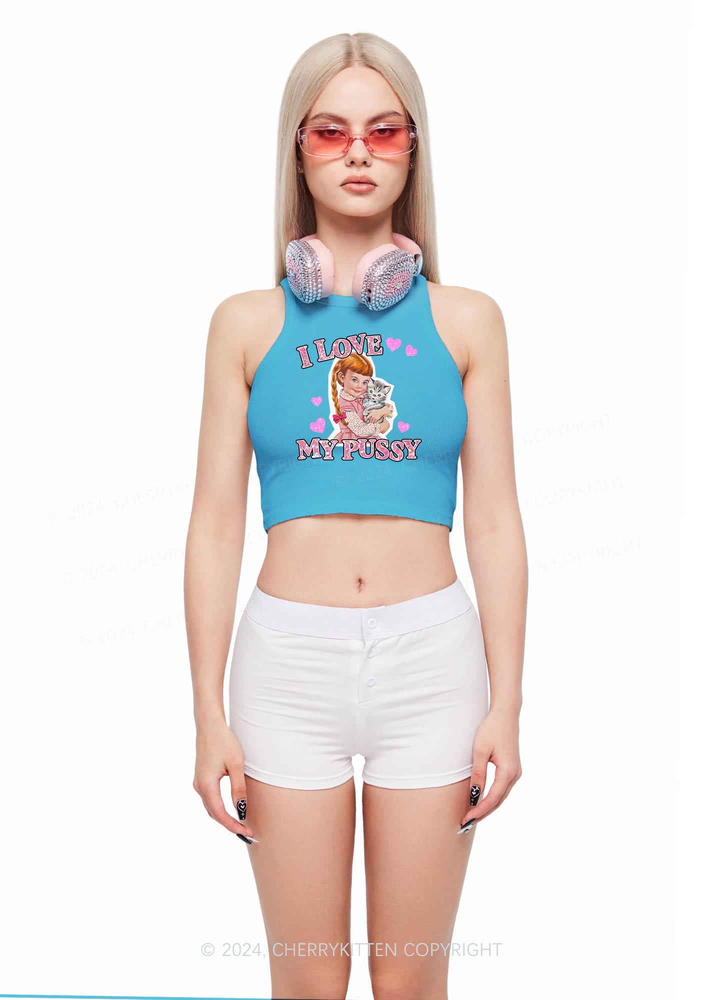 Love My Puxxy Y2K Crop Tank Top Cherrykitten