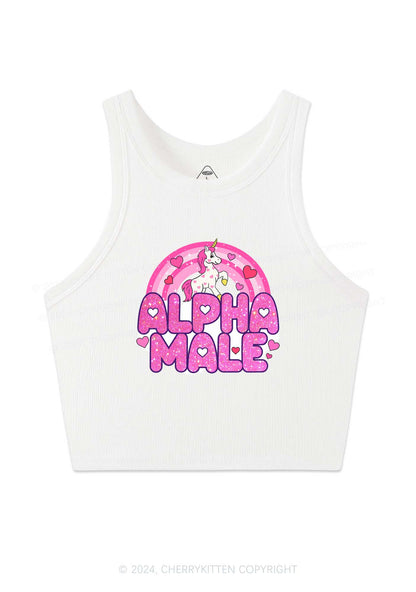 Alpha Male Unicorn Y2K Valentine's Day Crop Tank Top Cherrykitten