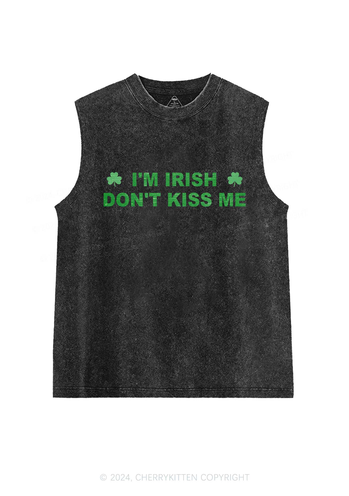 Dont Kiss Irish St Patricks Y2K Washed Tank Cherrykitten