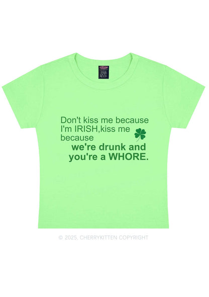 Drunk And Hore St Patricks Y2K Baby Tee Cherrykitten