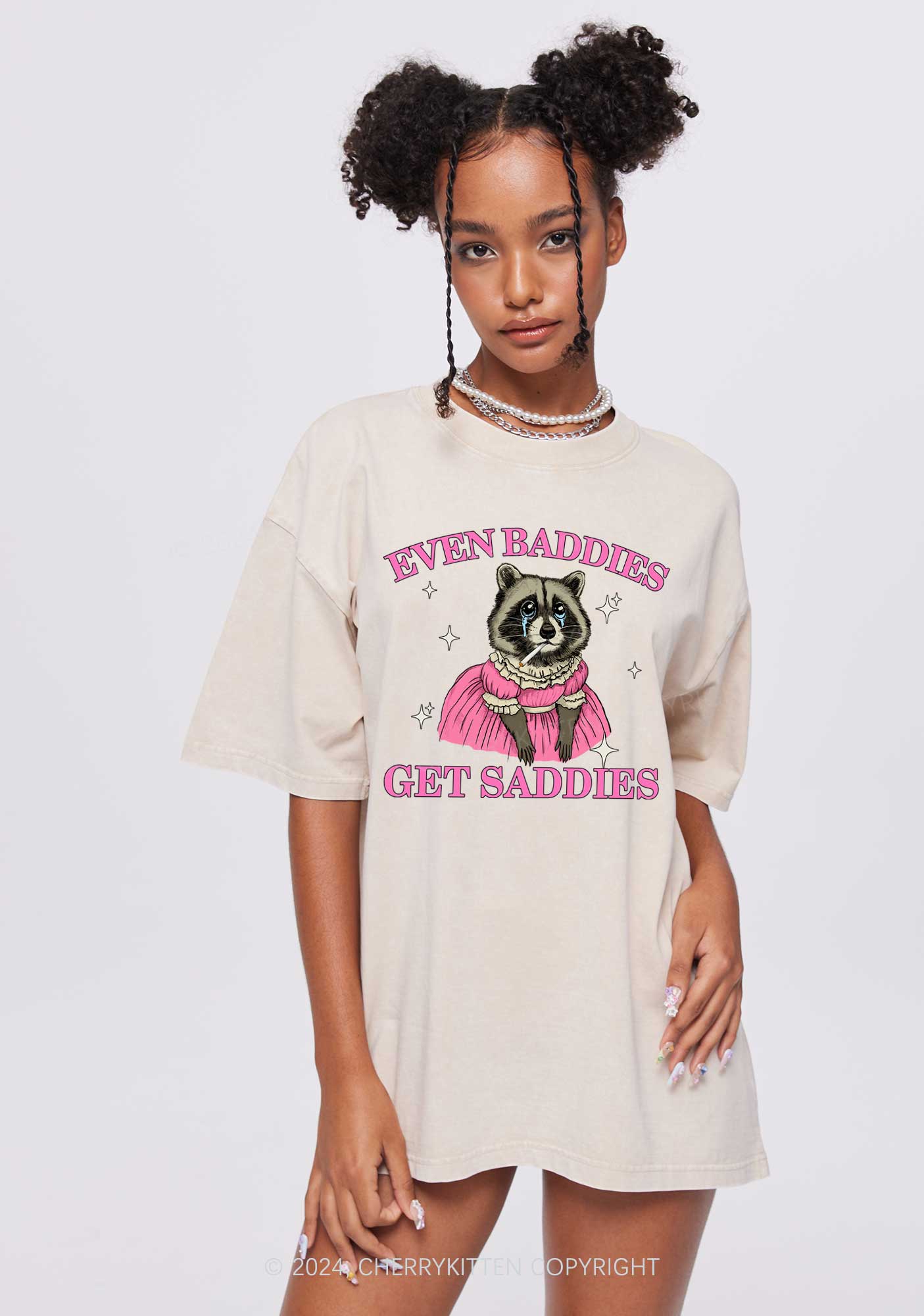 Raccoon Get Saddies Y2K Washed Tee Cherrykitten