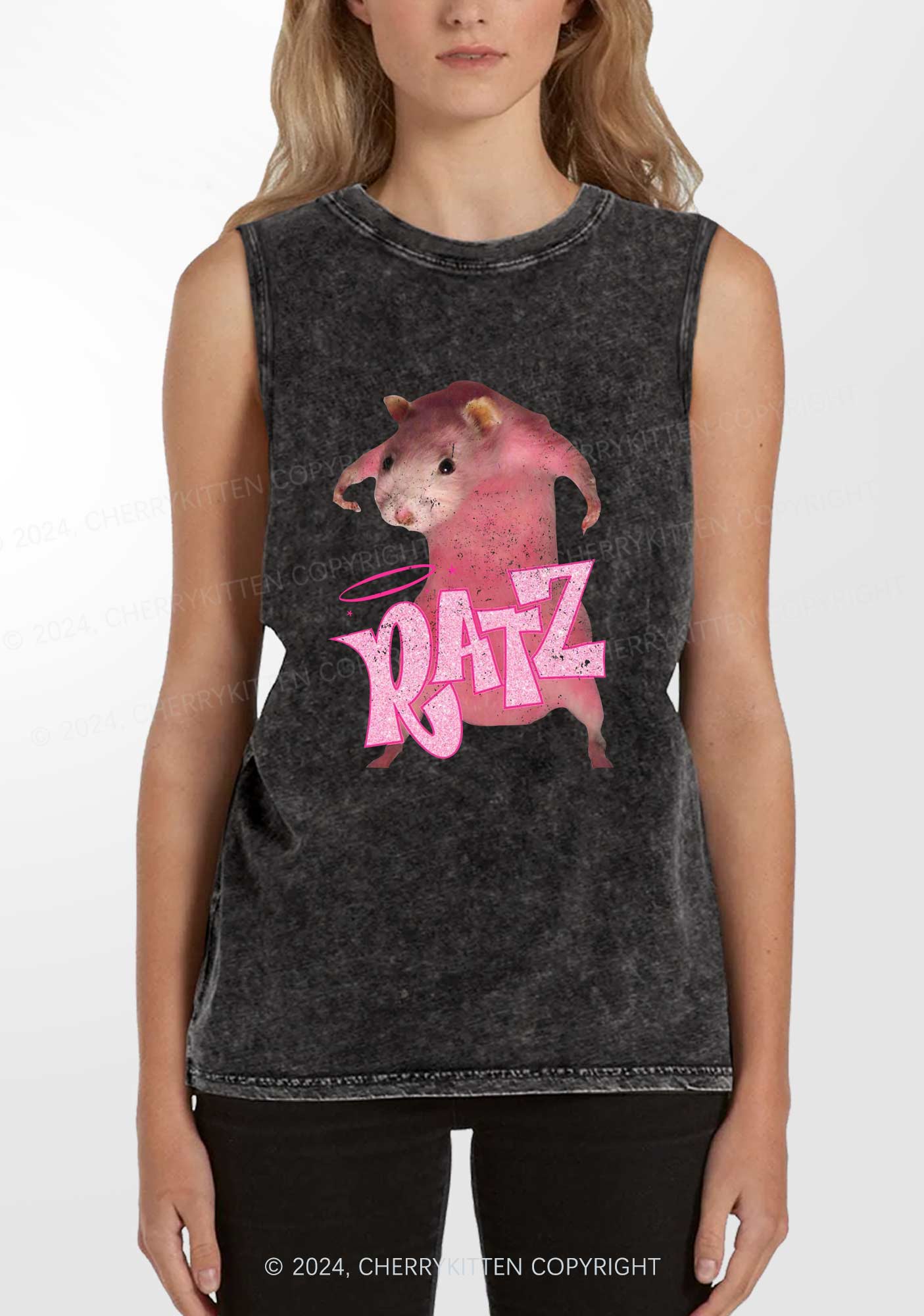 Pink Ratz Y2K Washed Tank Cherrykitten