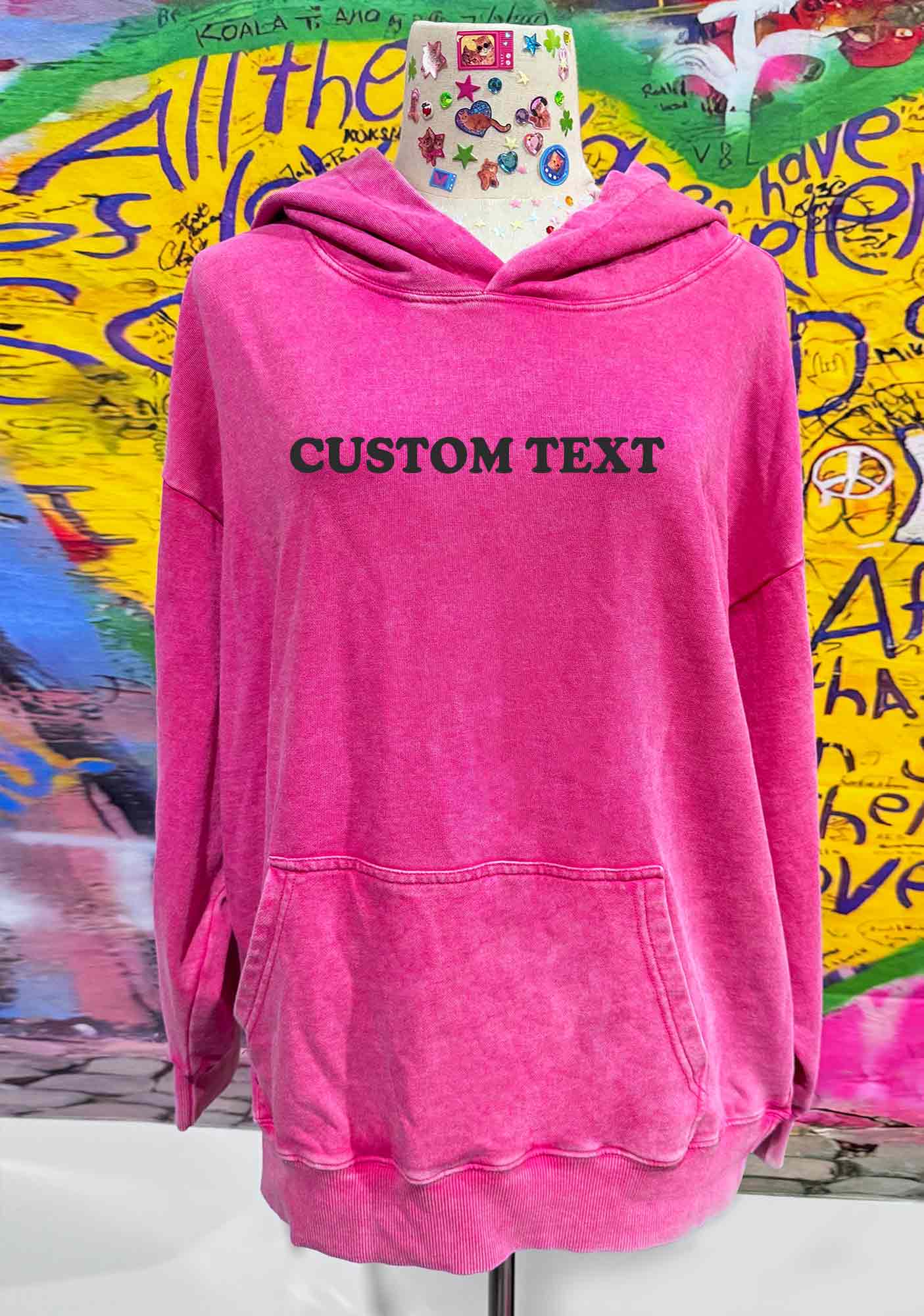 Custom Personalized Text Y2K Washed Hoodie Cherrykitten