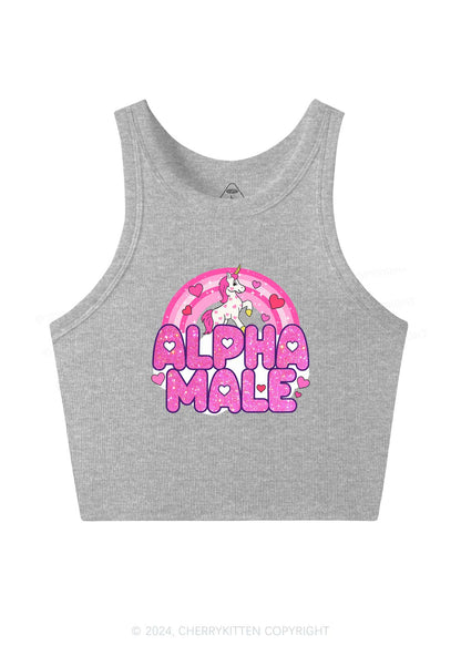 Alpha Male Unicorn Y2K Valentine's Day Crop Tank Top Cherrykitten