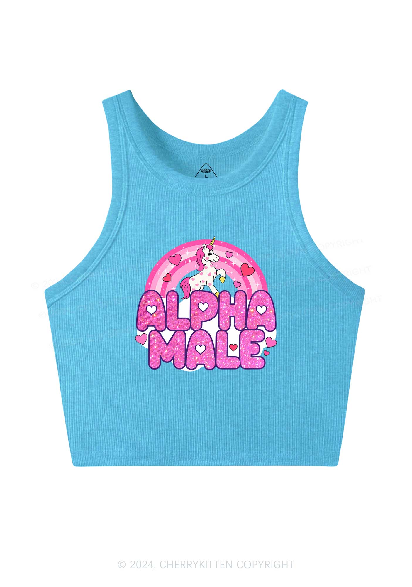 Alpha Male Unicorn Y2K Valentine's Day Crop Tank Top Cherrykitten