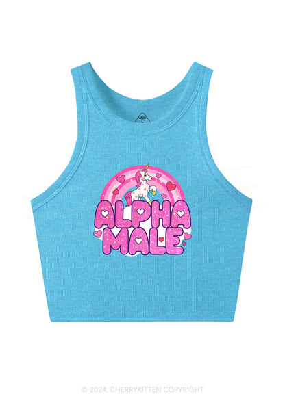 Alpha Male Unicorn Y2K Valentine's Day Crop Tank Top Cherrykitten