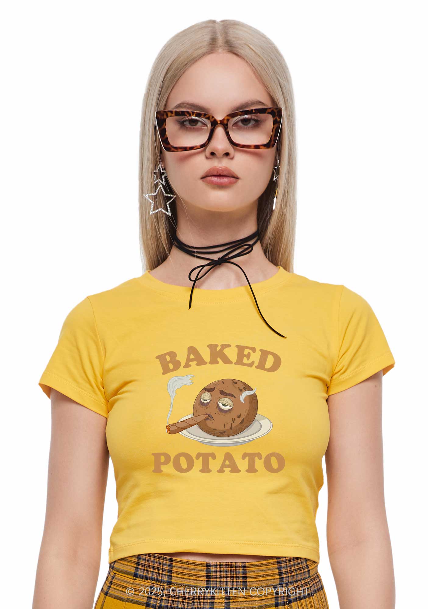 Baked Potato Y2K Baby Tee Cherrykitten