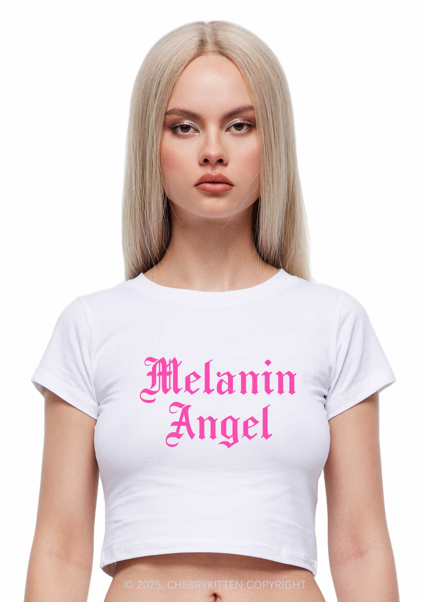 Melanin Angel Y2K Baby Tee Cherrykitten