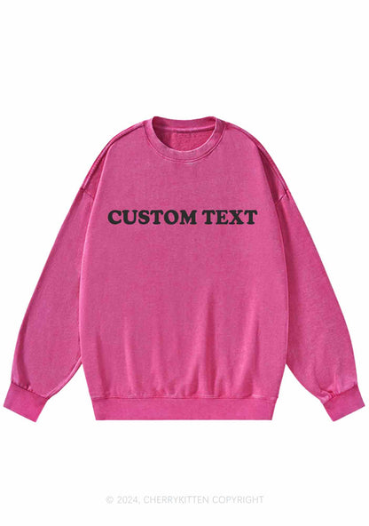 Custom Personalized Text Y2K Washed Sweatshirts Cherrykitten