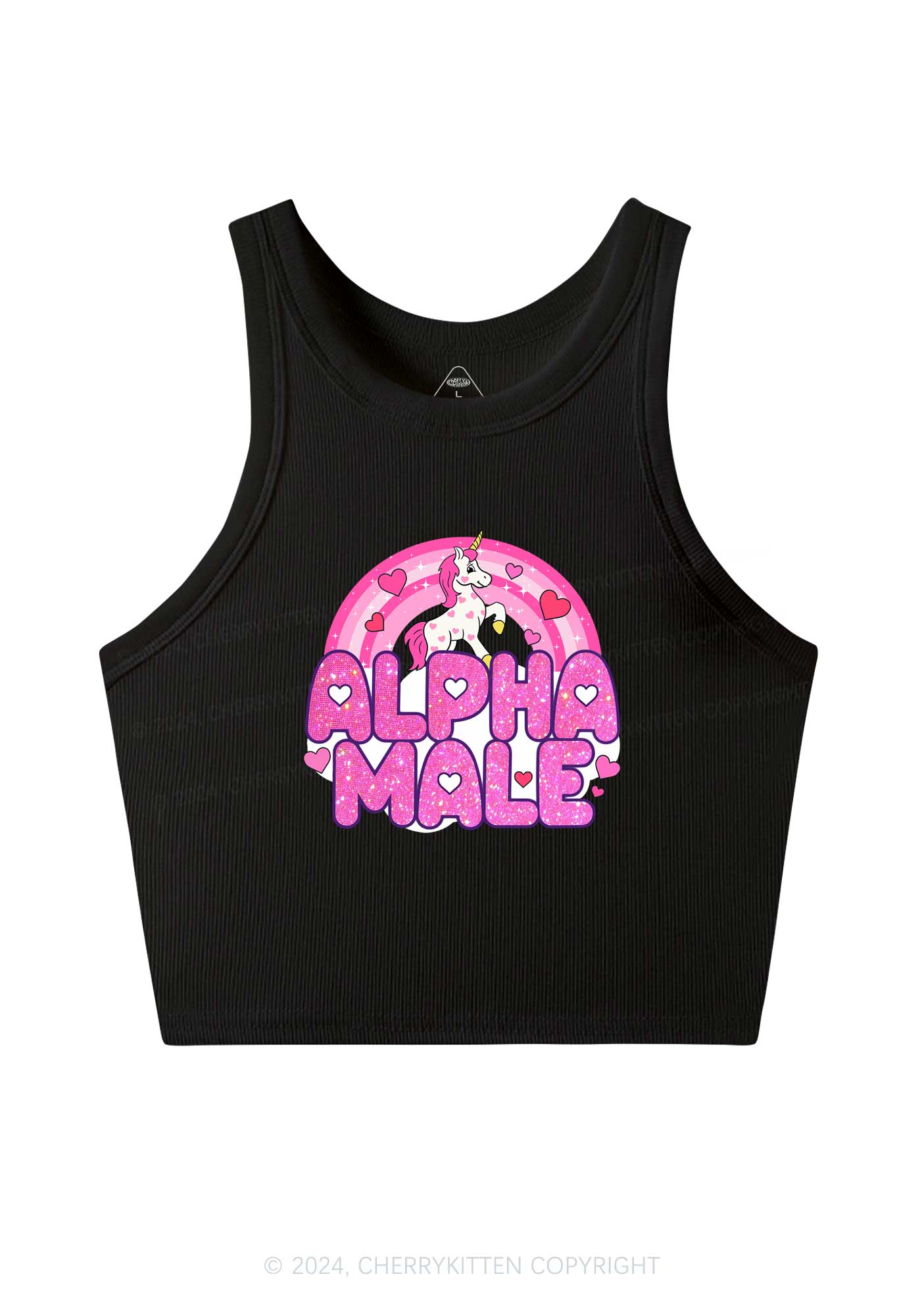 Alpha Male Unicorn Y2K Valentine's Day Crop Tank Top Cherrykitten