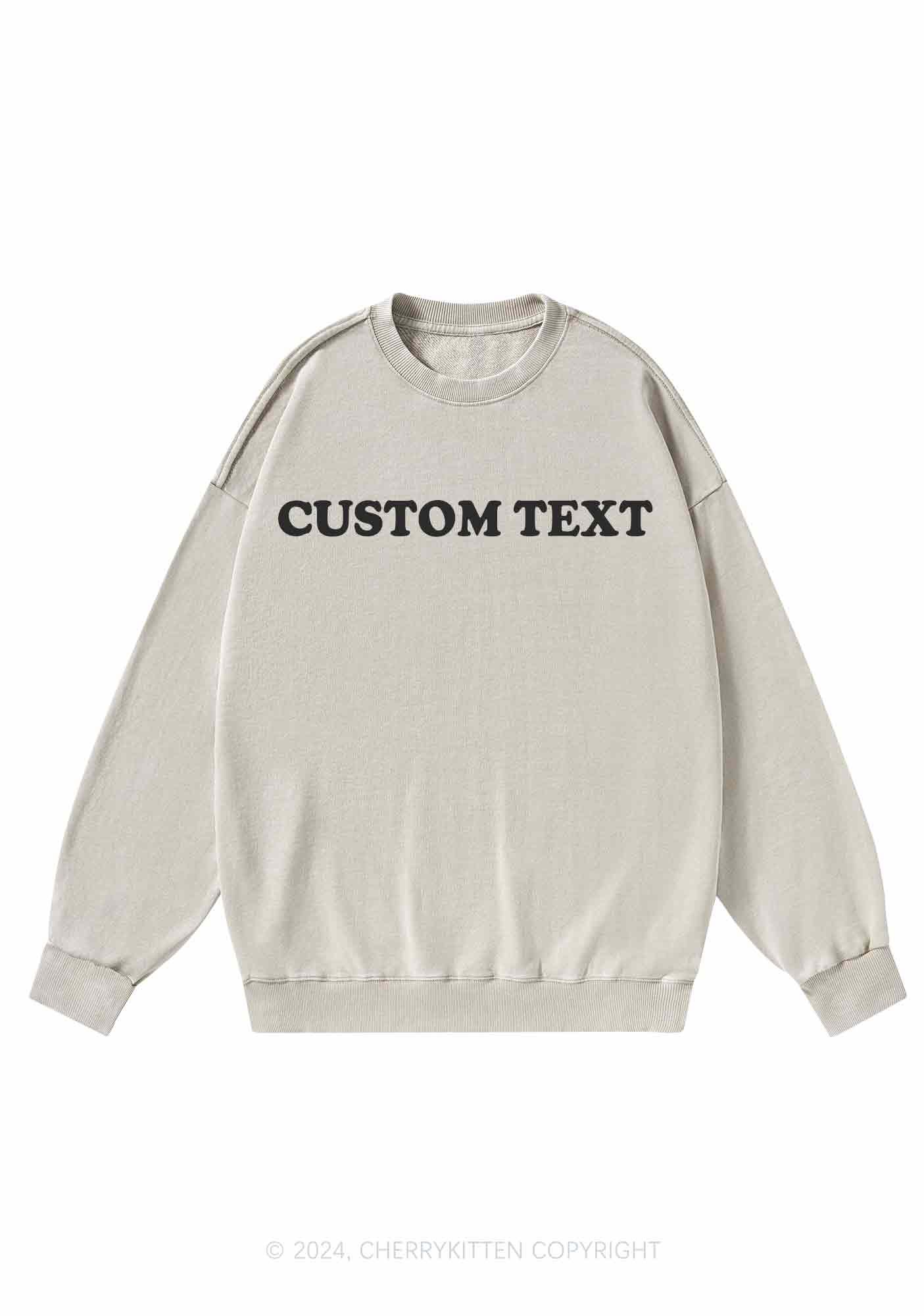 Custom Personalized Text Y2K Washed Sweatshirts Cherrykitten