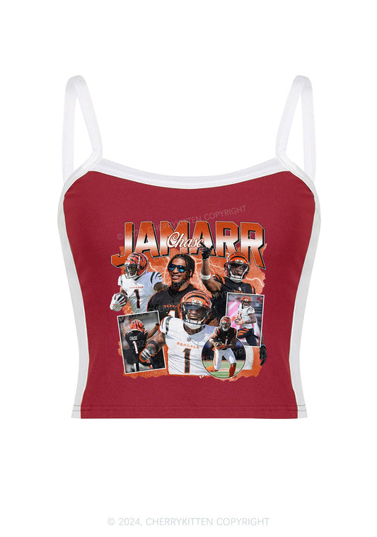 Orange Jamarr Y2K Super Bowl Color Block Crop Cami Top Cherrykitten