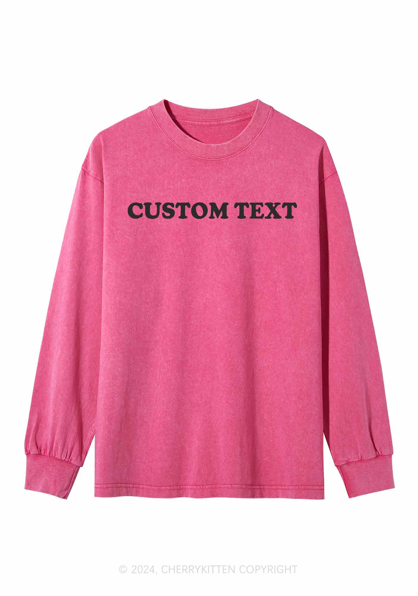 Custom Personalized Text Y2K Washed Long Sleeves Cherrykitten