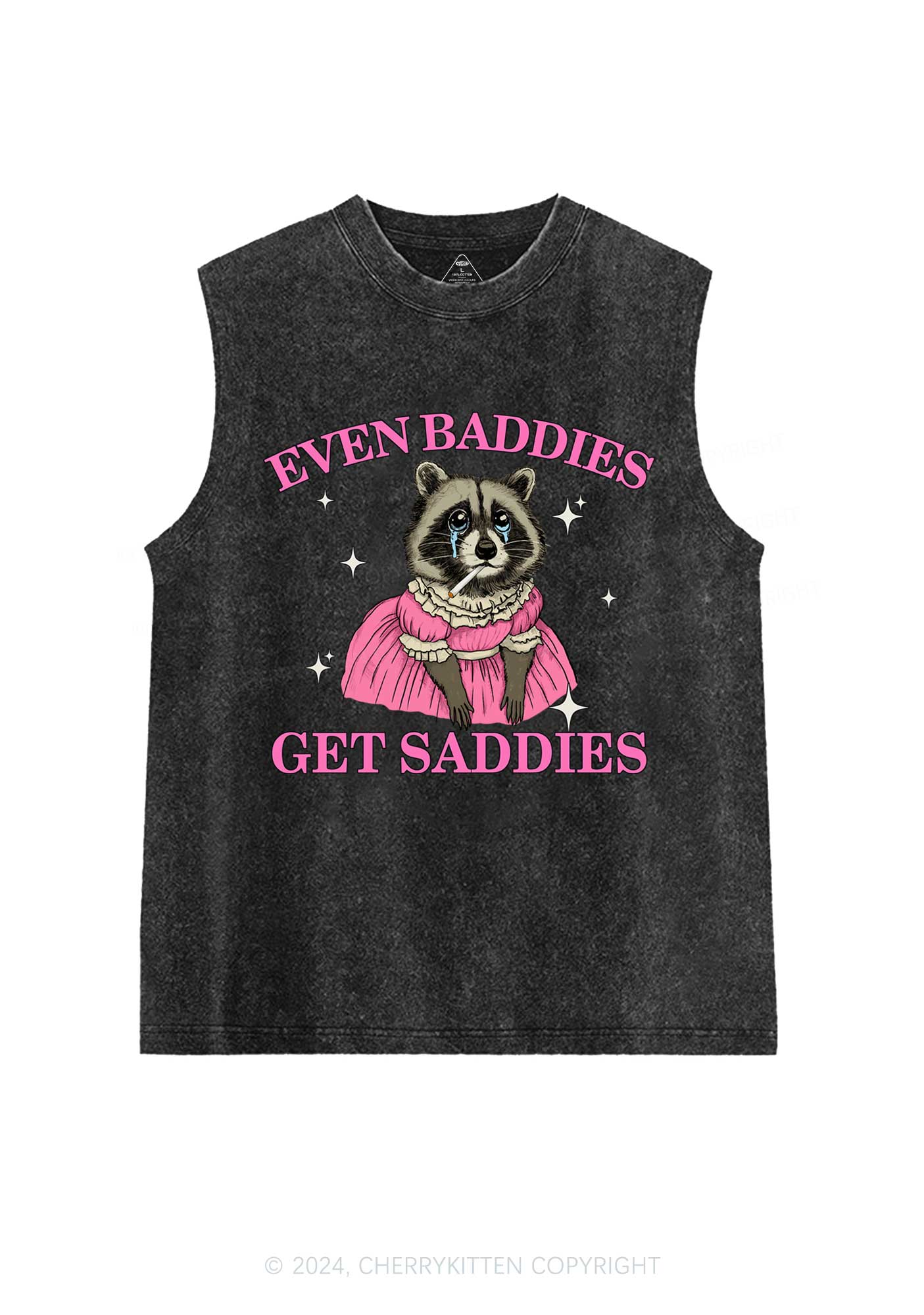 Raccoon Get Saddies Y2K Washed Tank Cherrykitten