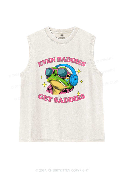 Baddies Frog Get Saddies Y2K Washed Tank Cherrykitten