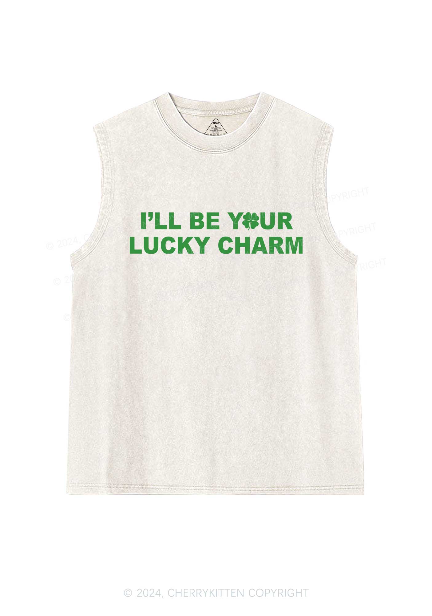 Be Your Lucky Charm St Patricks Y2K Washed Tank Cherrykitten