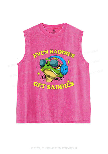 Baddies Frog Get Saddies Y2K Washed Tank Cherrykitten