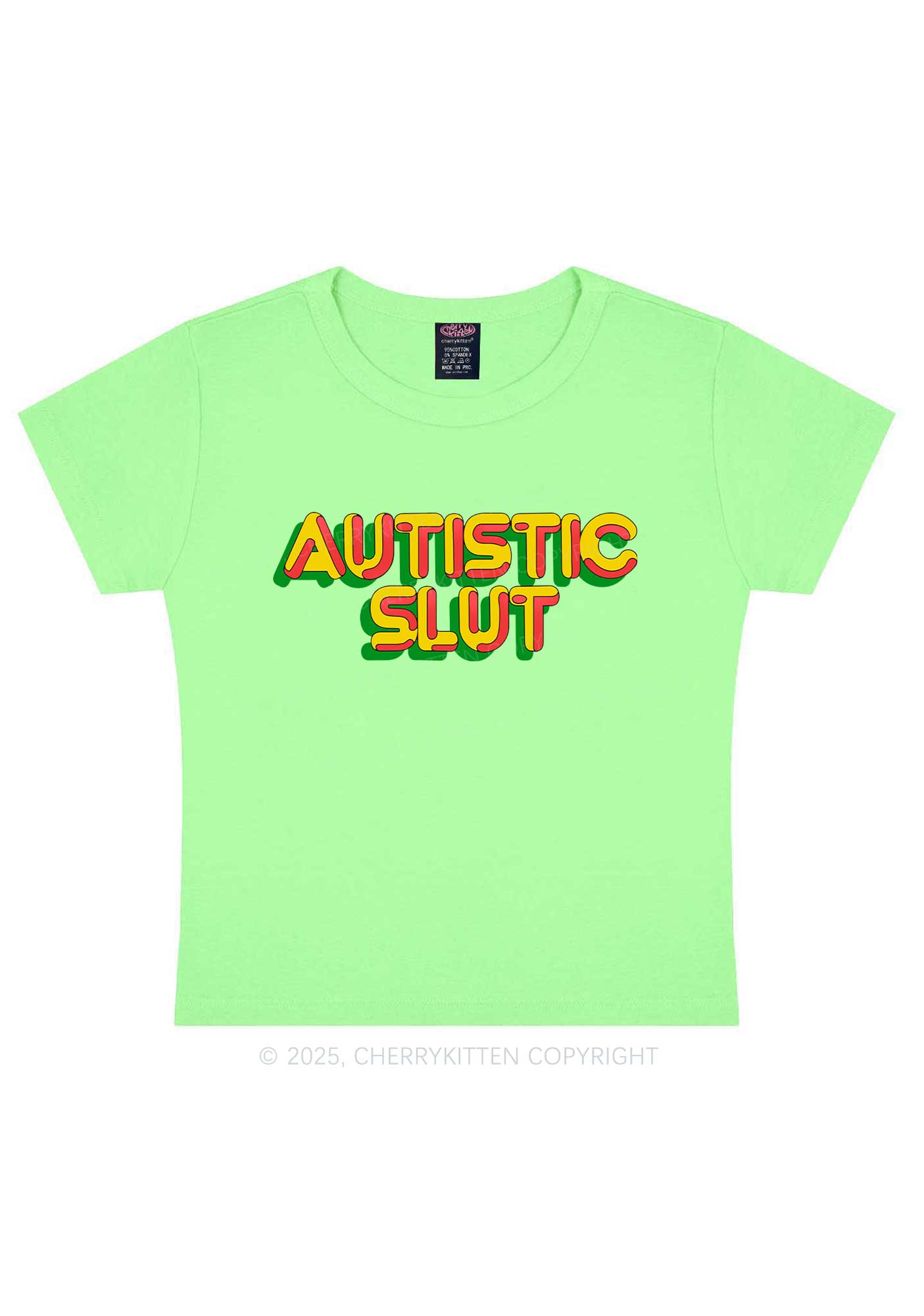 Autistic Slxt Y2K Baby Tee Cherrykitten