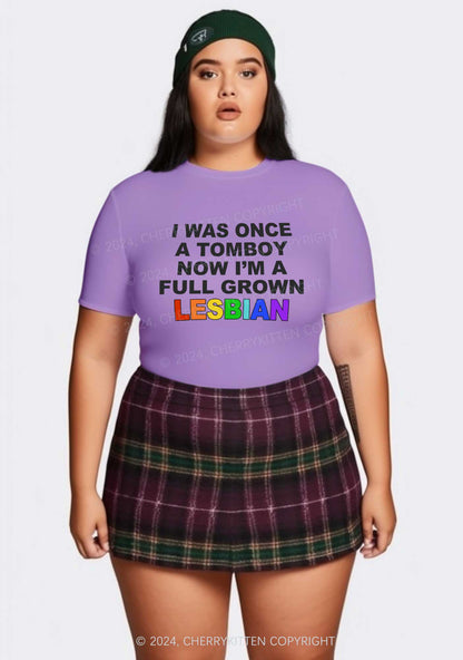 Curvy A Full Grown Lesbian Y2K Baby Tee Cherrykitten