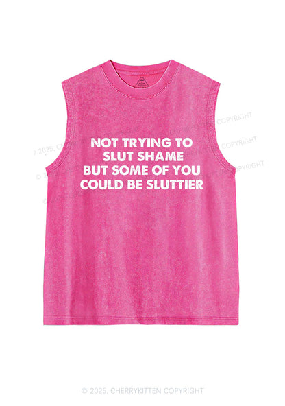 Not Trying To Slxt Shame Y2K Washed Tank Cherrykitten