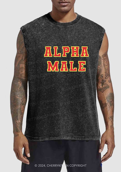 Red Alpha Male Y2K Washed Tank Cherrykitten