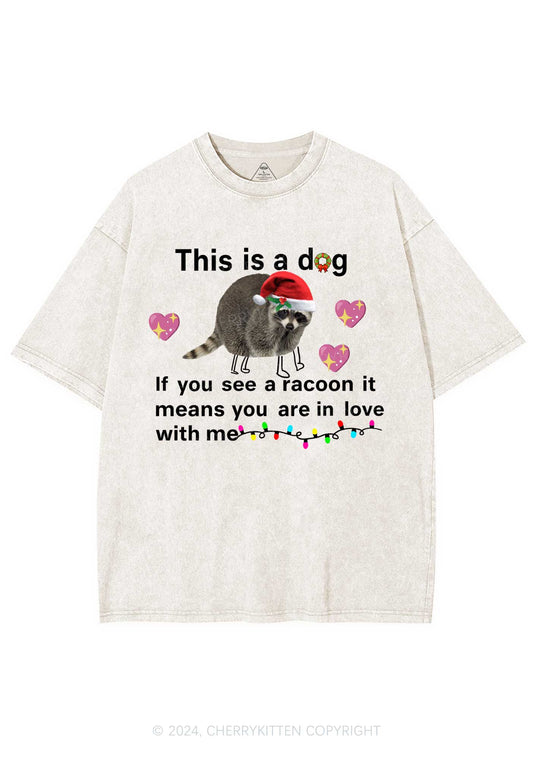 Christmas Dog Racoon Y2K Washed Tee Cherrykitten