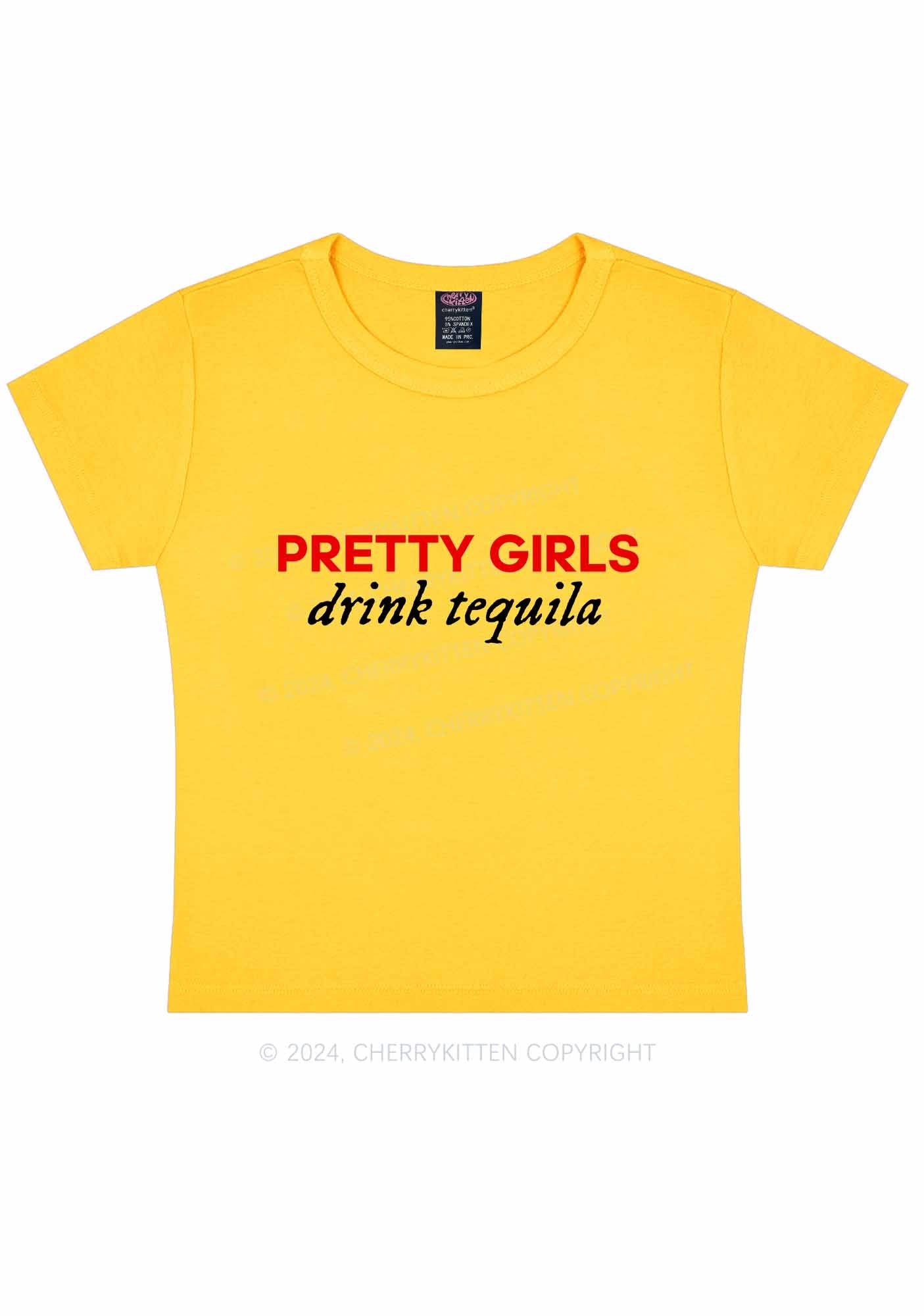 Pretty Girls Drink Tequila Y2K Baby Tee Cherrykitten