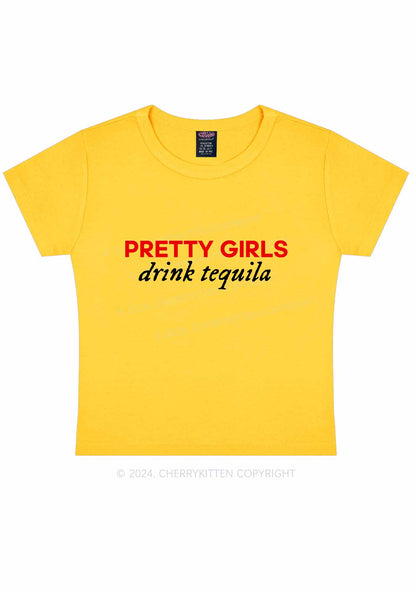 Pretty Girls Drink Tequila Y2K Baby Tee Cherrykitten