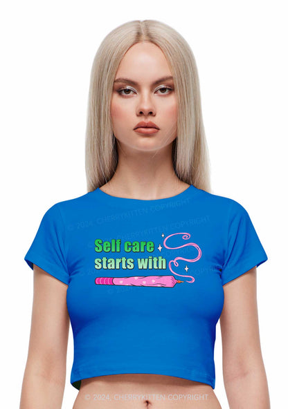 Self Care Starts Y2K Baby Tee Cherrykitten