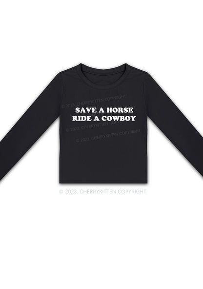 Save A Horse Y2K Long Sleeve Crop Top Cherrykitten