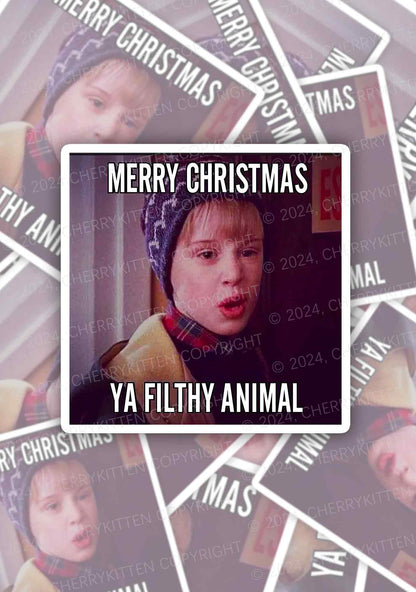 Merry Christmas Ya Filthy Animal 1Pc Y2K Sticker Cherrykitten