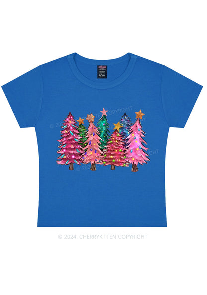 Christmas Pink Tree Y2K Baby Tee Cherrykitten