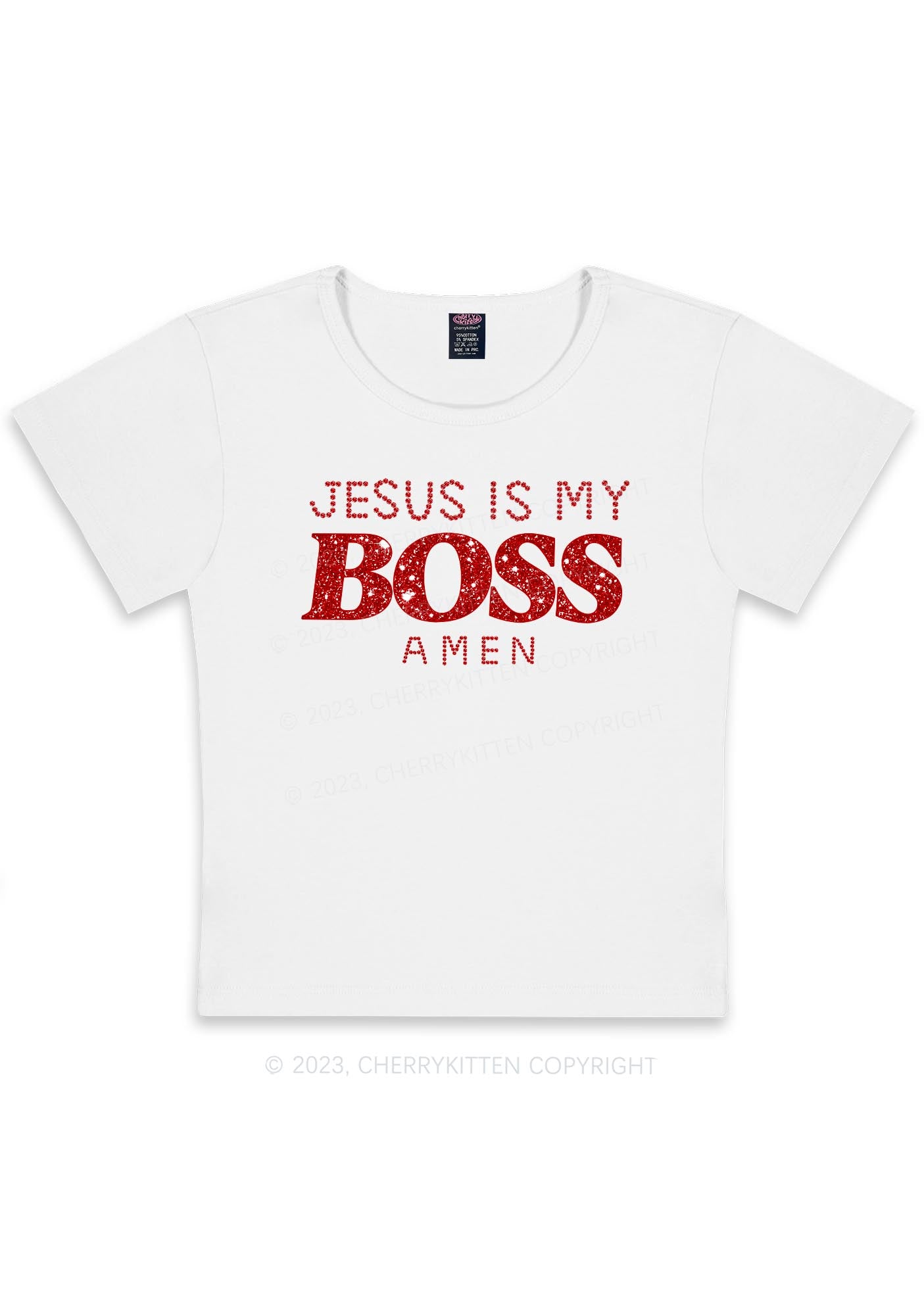 Jesus Is My Boss Y2K Baby Tee Cherrykitten