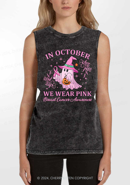 Halloween October Wear Pink Y2K Washed Tank Cherrykitten