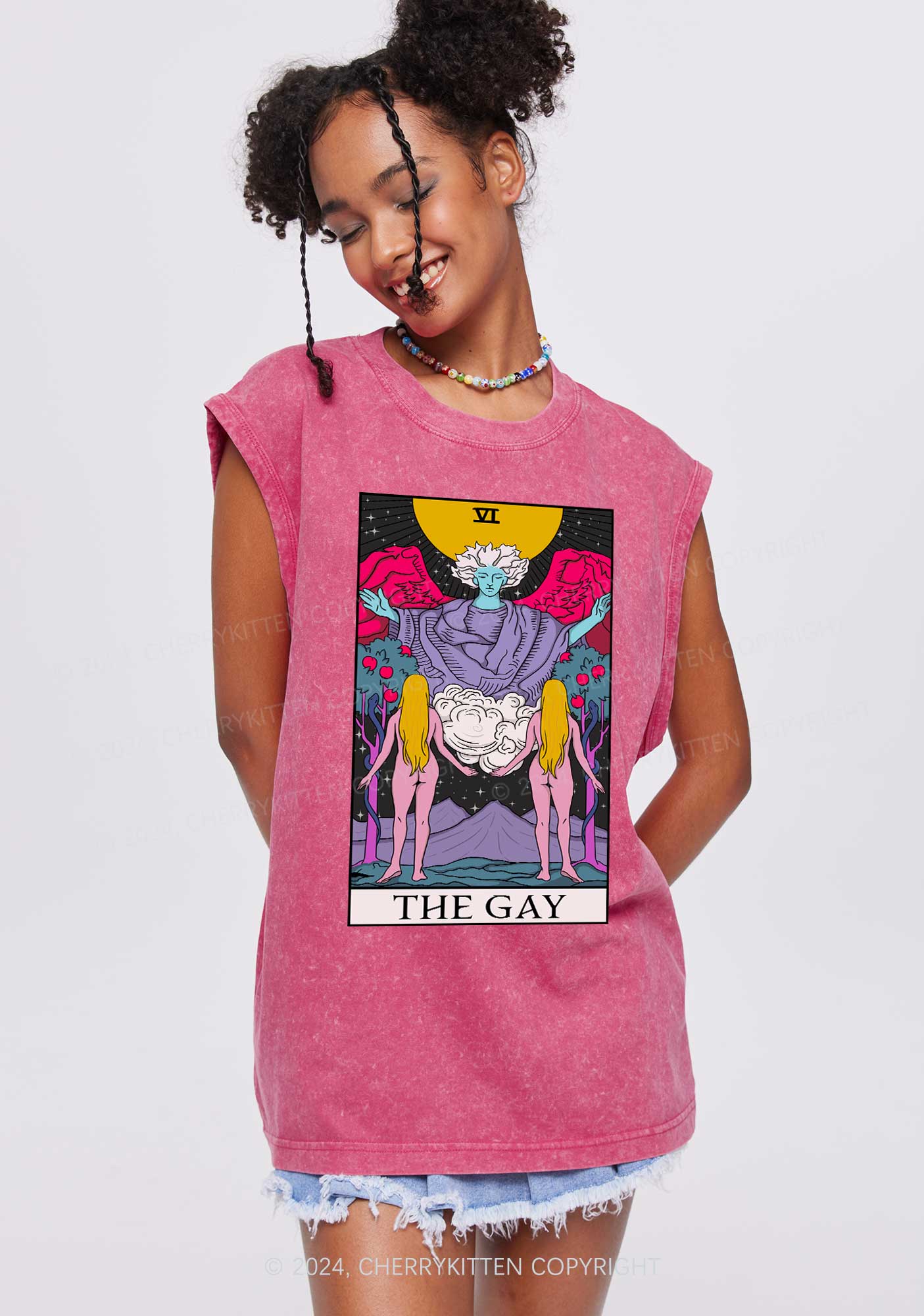 The Gay Witch Y2K Washed Tank Cherrykitten