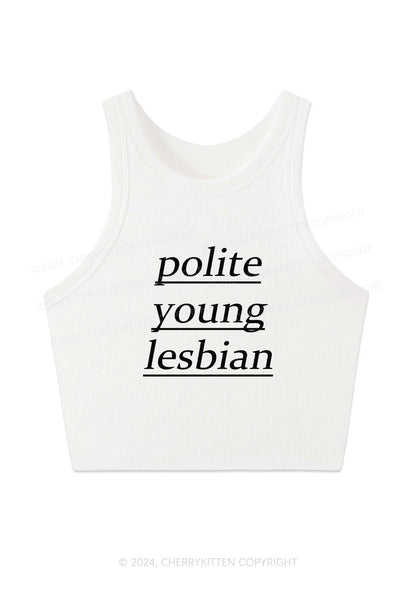 Polite Young Lesbian Y2K Crop Tank Top Cherrykitten