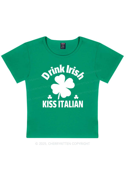 Drink Irish Kiss Italian St Patricks Y2K Baby Tee Cherrykitten