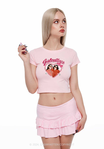 Custom Galentines Photo Y2K Valentine's Day Baby Tee Cherrykitten