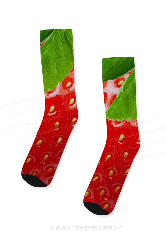 Strawberry Flesh Y2K Digital Printed Socks Cherrykitten