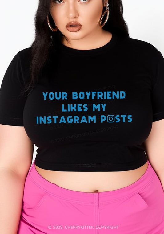 Curvy Your BF Likes My Posts Y2K Baby Tee Cherrykitten