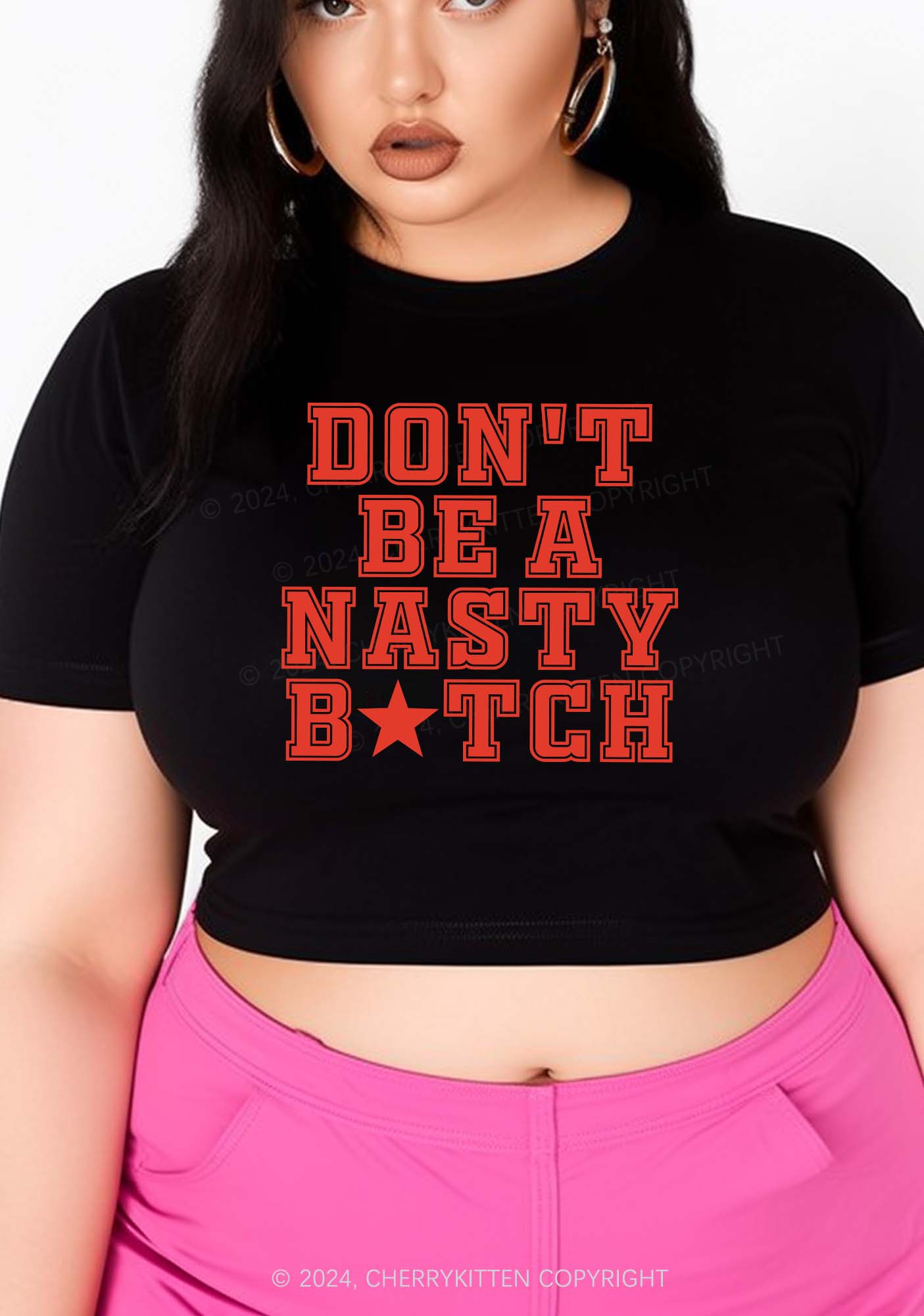 Curvy Nasty Bxxch Y2K Baby Tee Cherrykitten