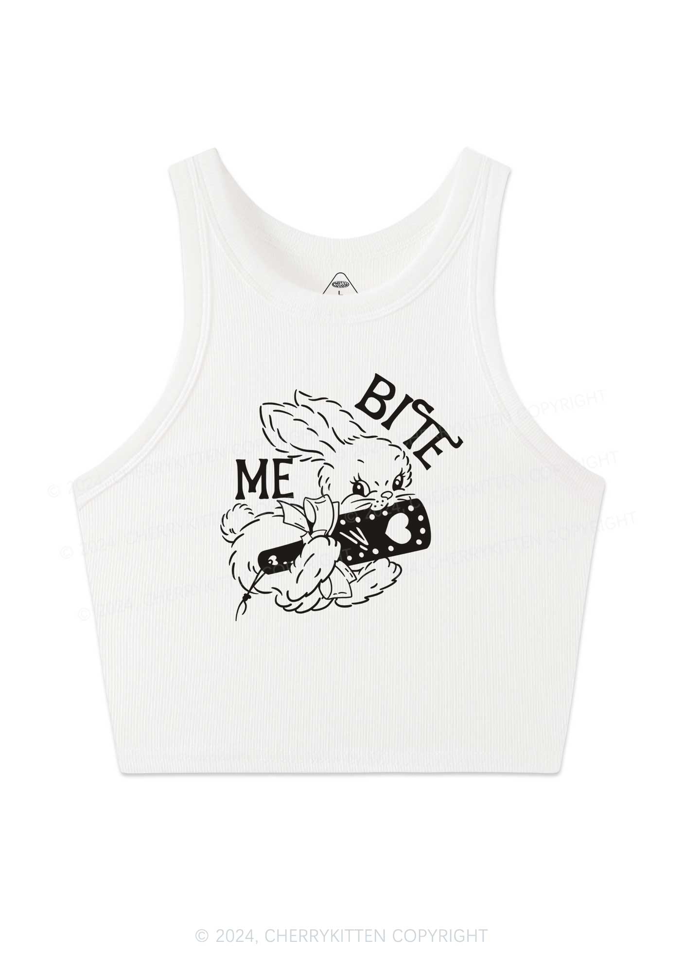 Bite Me Bunny Y2K Crop Tank Top Cherrykitten