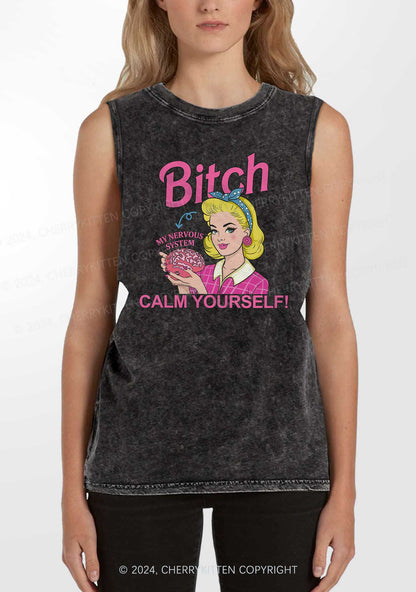 Bxxch Calm Yourself Y2K Washed Tank Cherrykitten