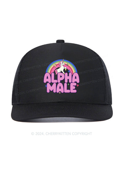 Rainbow Unicorn Alpha Male Y2K Trucker Mesh Hat Cherrykitten