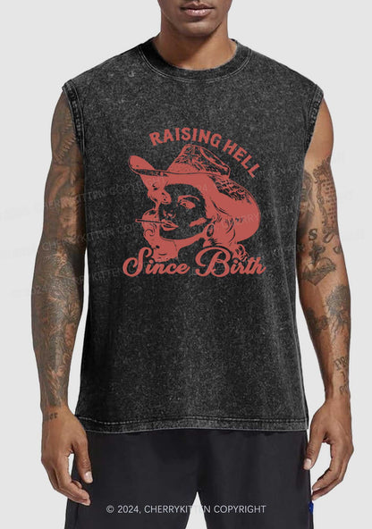 Raising Hell Since Birth Y2K Washed Tank Cherrykitten