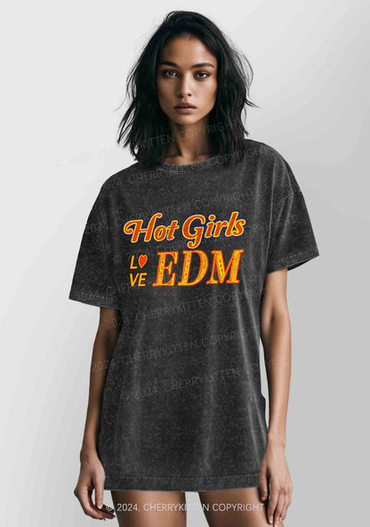 Hot Girls Love Edm Y2K Washed Tee Cherrykitten