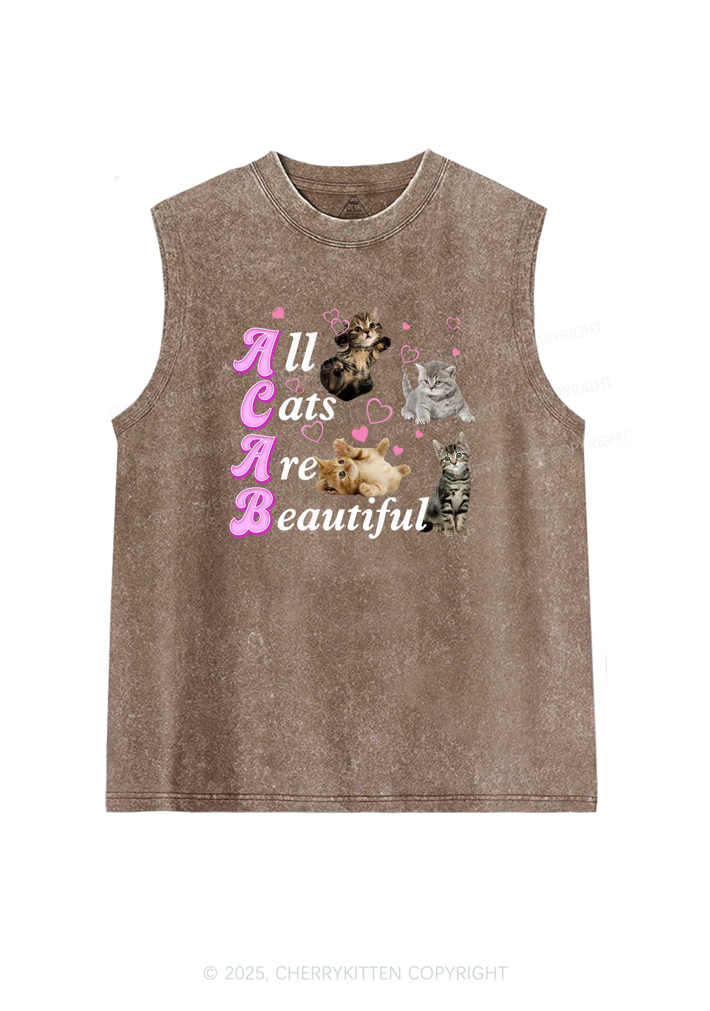 All Cats Are Beautiful Y2K Washed Tank Cherrykitten